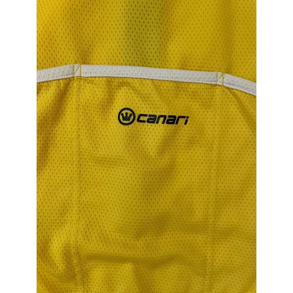 Canari Full Zip Short Sleeve Cycling Jersey Neon Yellow Men's Size Large - Picture 6 of 6